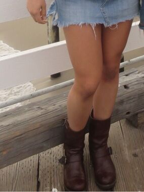 Frye Women's Brown Leather Buckle Boots